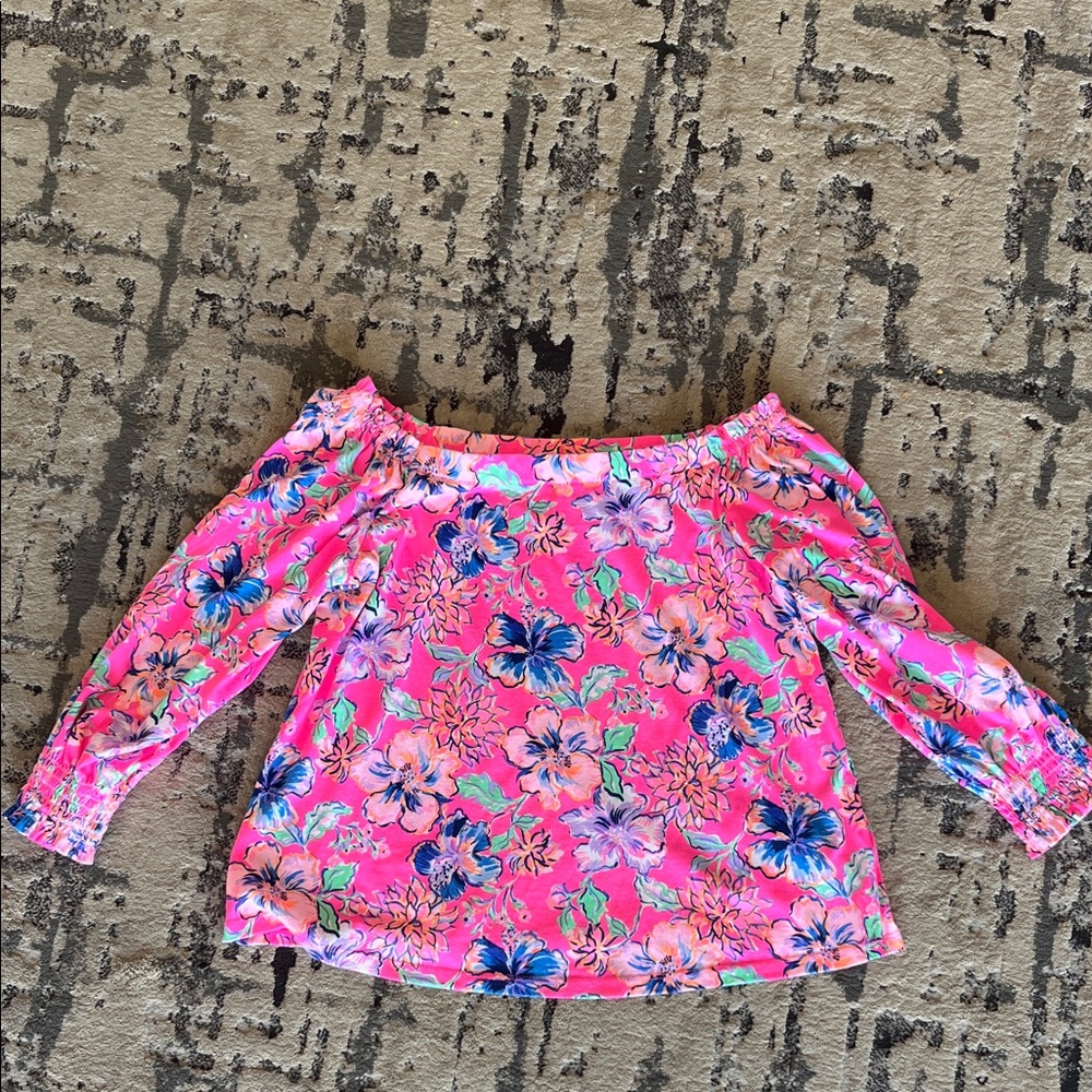Lilly Pulitzer Pink Floral Off-Shoulder  Top